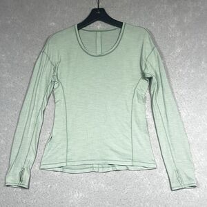Lululemon Shirt Women 6 Green Active Pullover Stretch Long Sleeve Running Casual